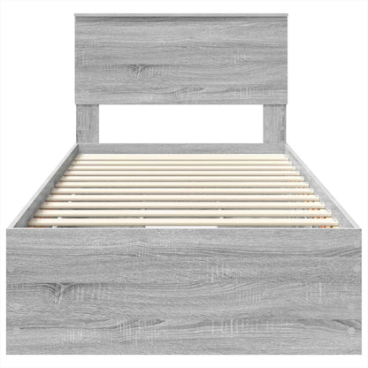 Bed Frame with Drawer Grey Sonoma 75 x 190 cm Engineer Wood