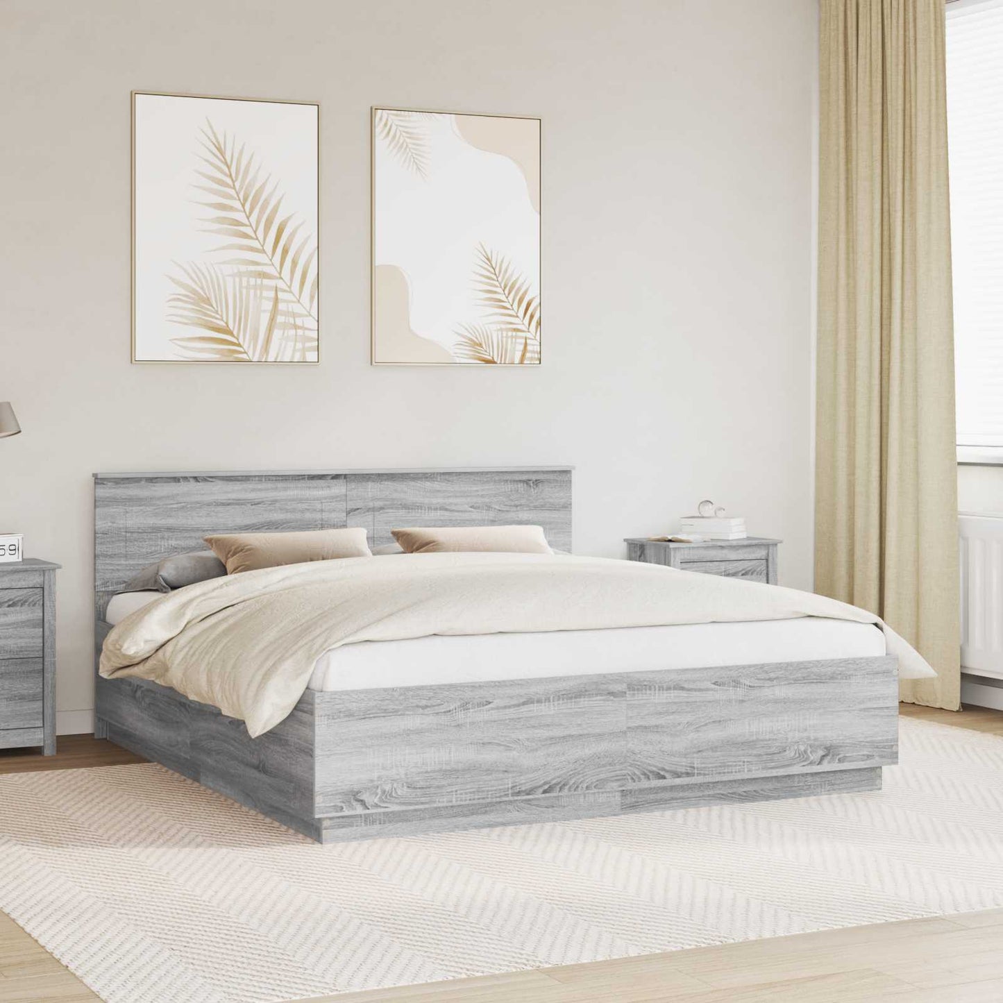 Bed Frame Grey Sonoma 180 x 200 cm Engineered Wood