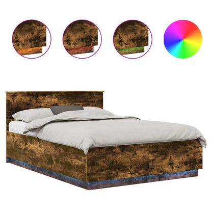 Bed Frame Smoked Oak 160 x 200 cm Engineered Wood