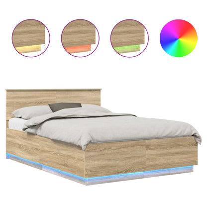 Bed Frame Sonoma Oak 140 x 190 cm Engineered Wood
