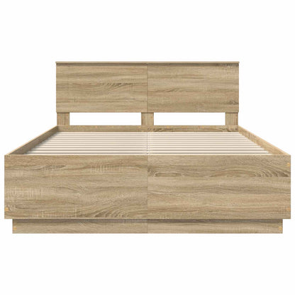 Bed Frame Sonoma Oak 140 x 190 cm Engineered Wood