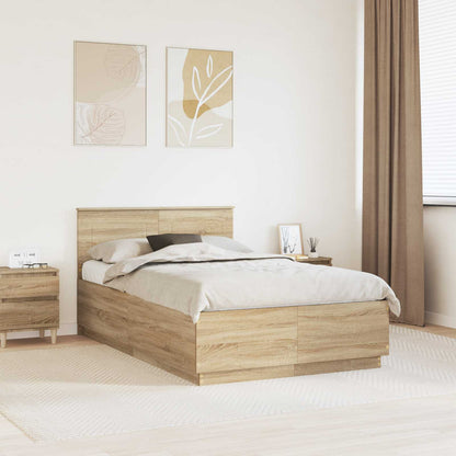 Bed Frame Sonoma Oak 135 x 190 cm Engineered Wood