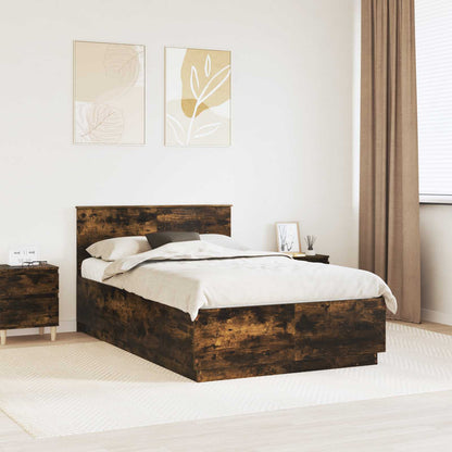 Bed Frame Smoked Oak 135 x 190 cm Engineered Wood