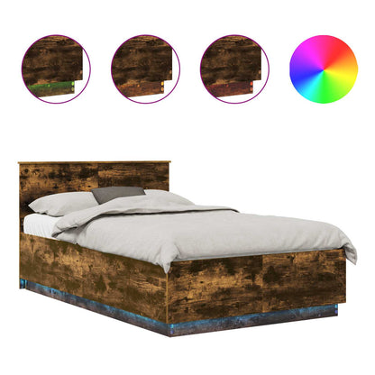 Bed Frame Smoked Oak 135 x 190 cm Engineered Wood
