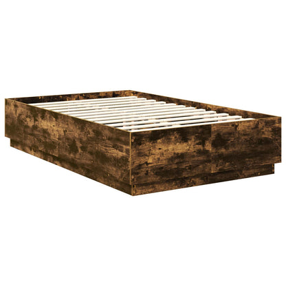 Bed Frame Smoked Oak 135 x 190 cm Engineered Wood