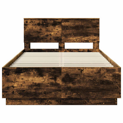 Bed Frame Smoked Oak 135 x 190 cm Engineered Wood