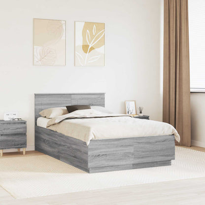 Bed Frame Grey Sonoma 135 x 190 cm Engineered Wood
