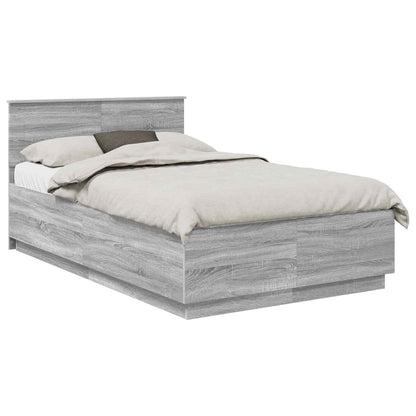 Bed Frame Grey Sonoma 135 x 190 cm Engineered Wood