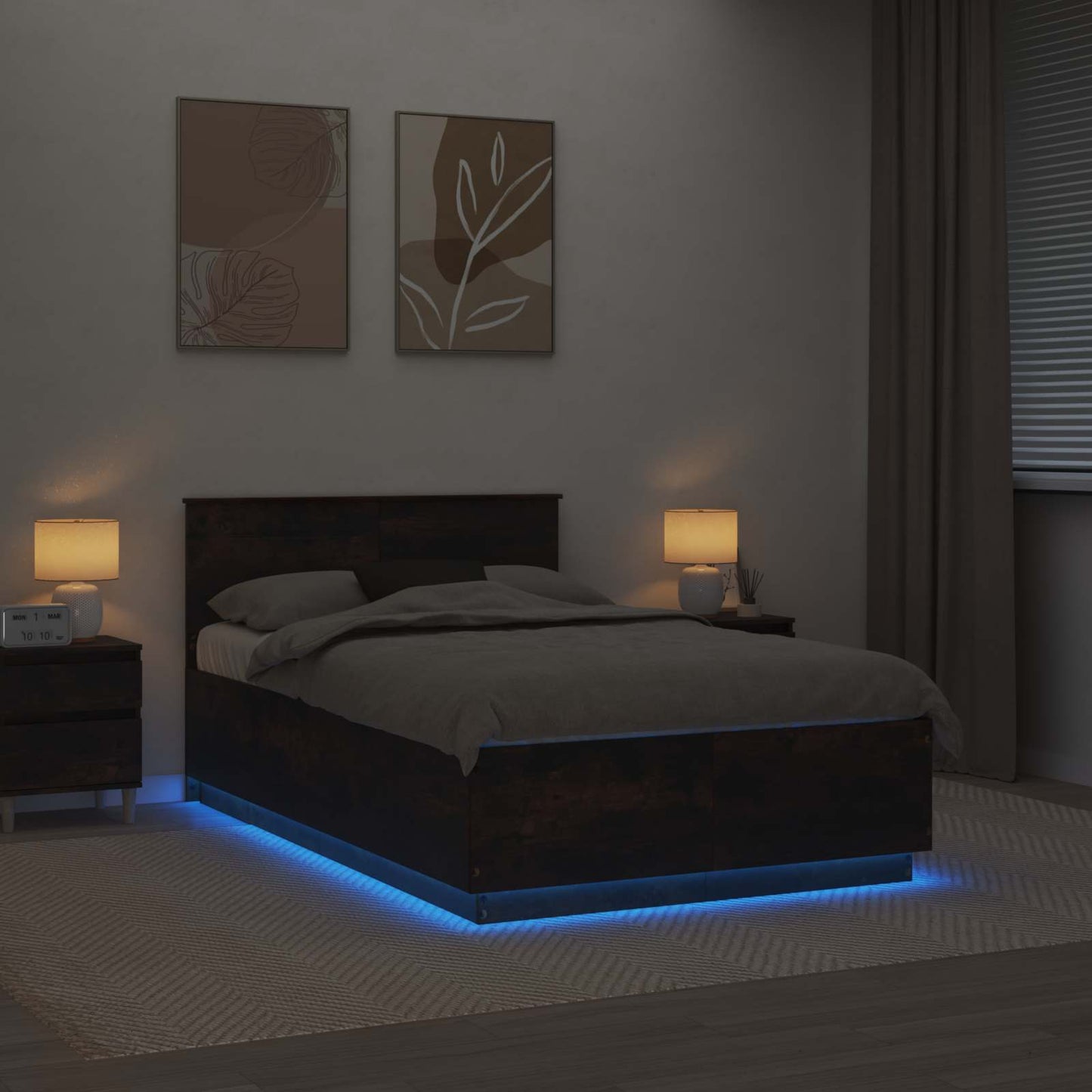 Bed Frame Smoked Oak 120 x 190 cm Engineered Wood