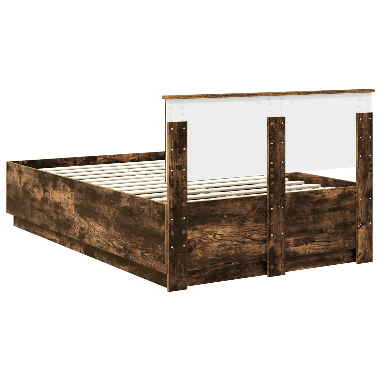 Bed Frame Smoked Oak 120 x 190 cm Engineered Wood