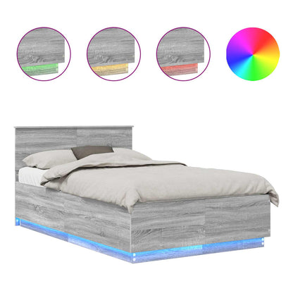 Bed Frame Grey Sonoma 120 x 190 cm Engineered Wood