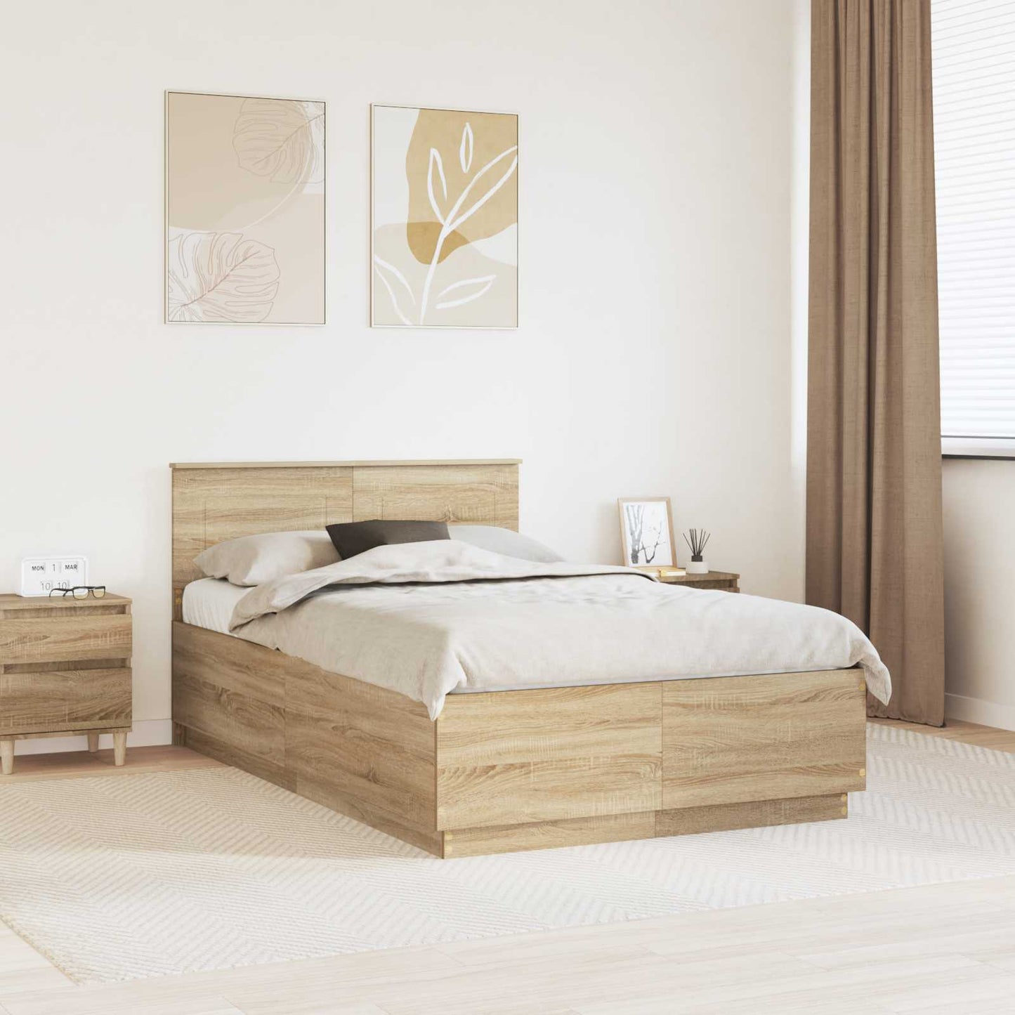Bed Frame Sonoma Oak 120 x 200 cm Engineered Wood