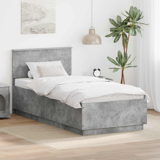 Bed Frame Concrete Grey 100 x 200 cm Engineered Wood