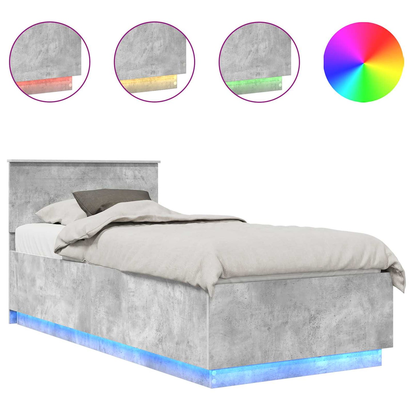 Bed Frame Concrete Grey 100 x 200 cm Engineered Wood