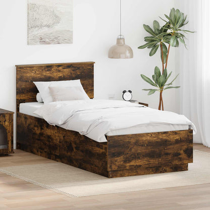 Bed Frame Smoked Oak 100 x 200 cm Engineered Wood