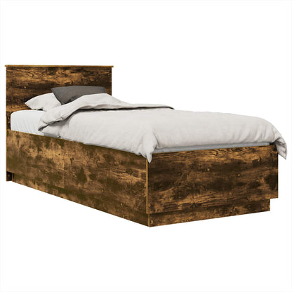 Bed Frame Smoked Oak 100 x 200 cm Engineered Wood