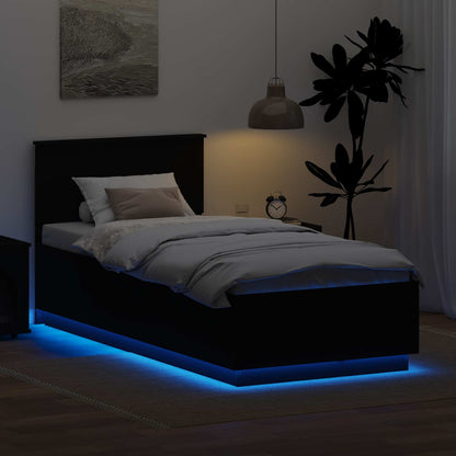 Bed Frame with Headboard Black 90 x 190 cm Engineered Wood