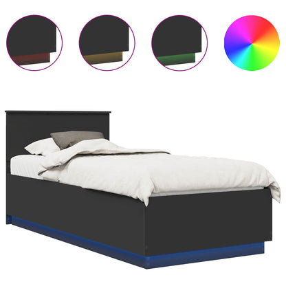 Bed Frame with Headboard Black 90 x 190 cm Engineered Wood