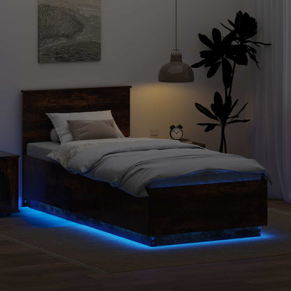 Bed Frame with Headboard Smoked Oak 90 x 190 cm Engineered Wood