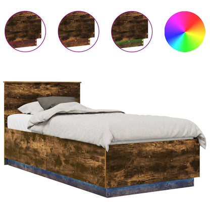 Bed Frame with Headboard Smoked Oak 90 x 190 cm Engineered Wood