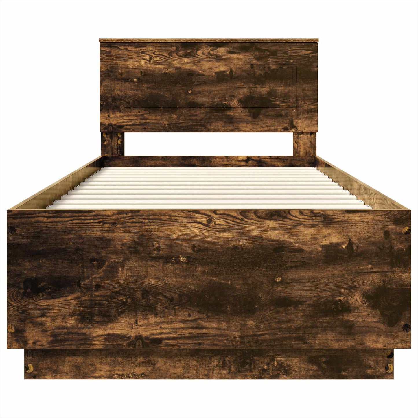Bed Frame with Headboard Smoked Oak 90 x 190 cm Engineered Wood