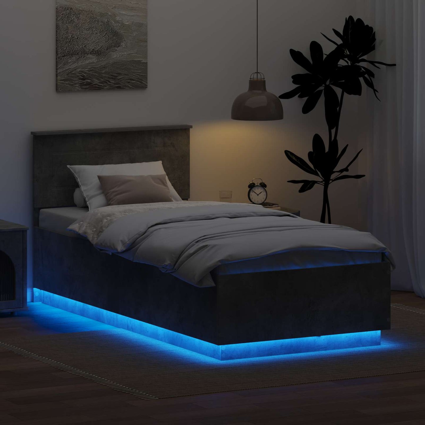 Bed Frame Concrete Grey 70 x 190 cm Engineered Wood