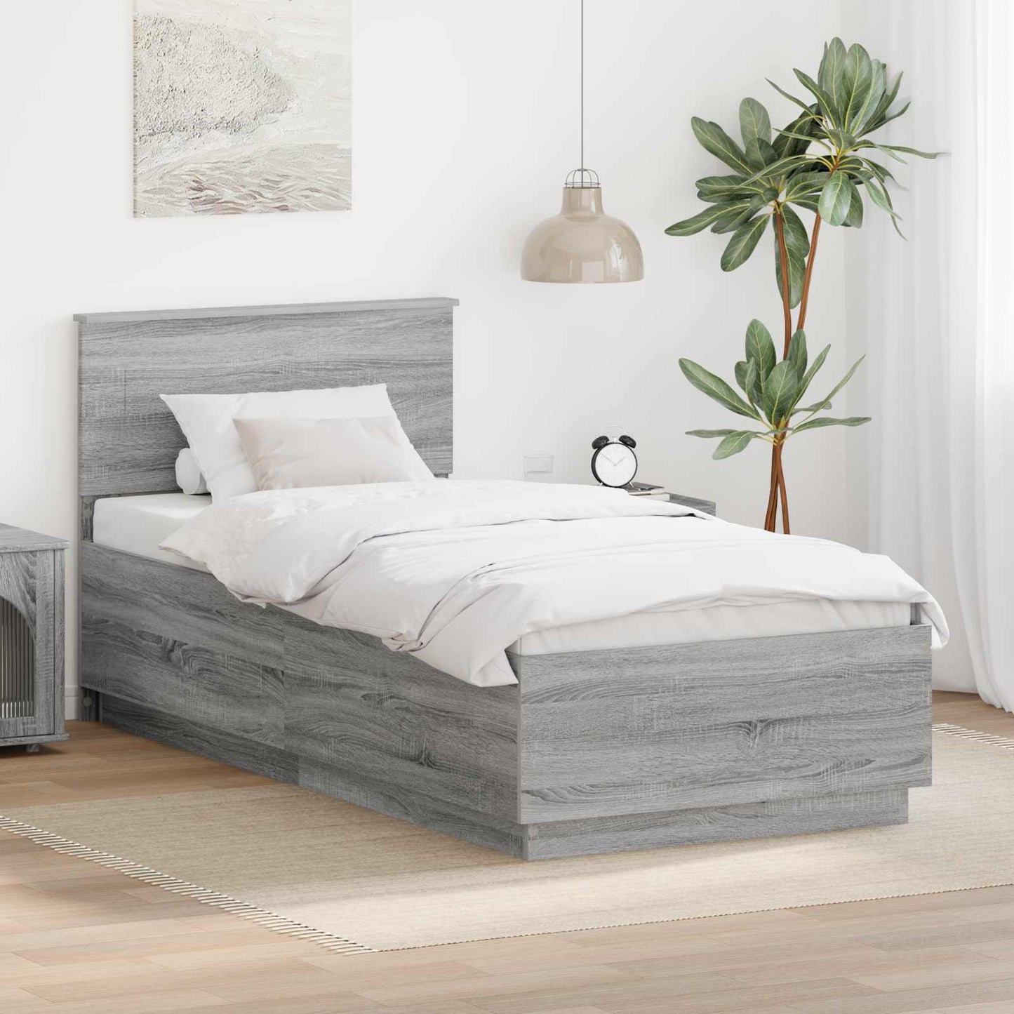 Bed Frame Grey Sonoma 70 x 190 cm Engineered Wood