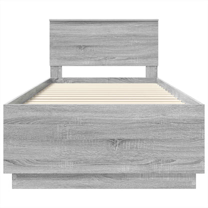 Bed Frame Grey Sonoma 70 x 190 cm Engineered Wood