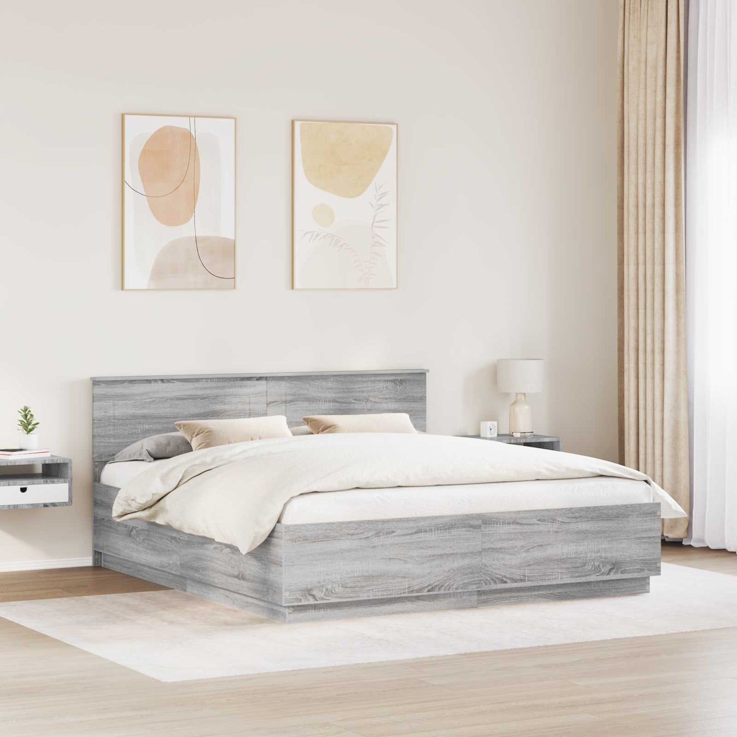 Bed Frame Grey Sonoma 180 x 200 cm Engineered Wood