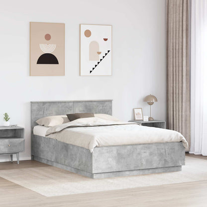 Bed Frame Concrete Grey 160 x 200 cm Engineered Wood