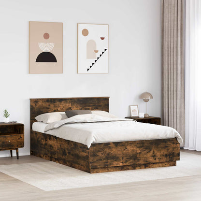 Bed Frame Smoked Oak 150 x 200 cm Engineered Wood