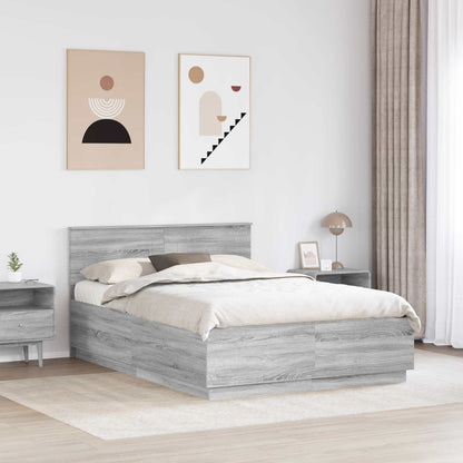 Bed Frame Grey Sonoma 150 x 200 cm Engineered Wood