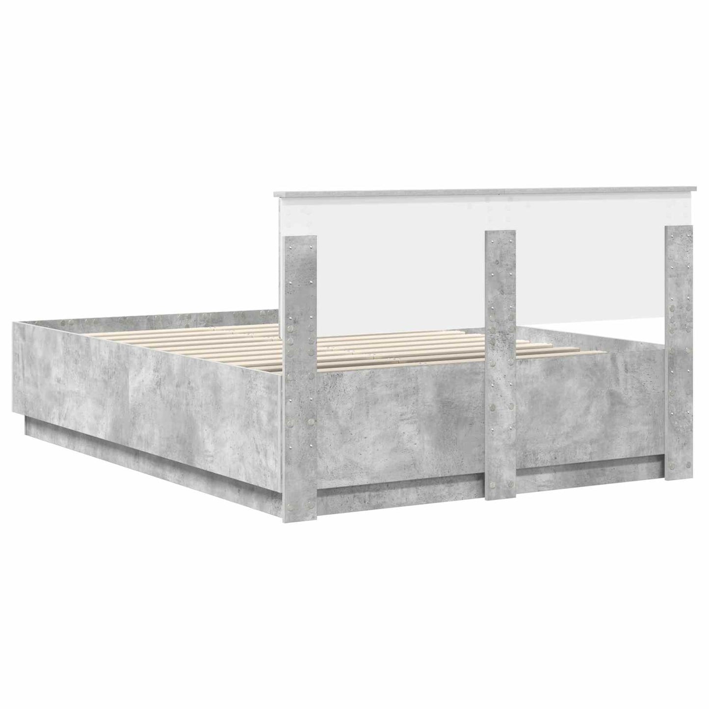 Bed Frame Concrete Grey 140 x 190 cm Engineered Wood
