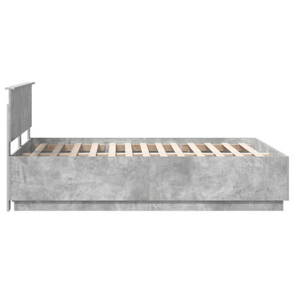 Bed Frame Concrete Grey 140 x 190 cm Engineered Wood