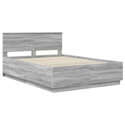 Bed Frame Grey Sonoma 140 x 190 cm Engineered Wood