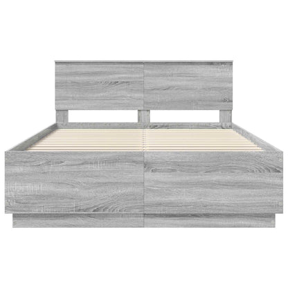 Bed Frame Grey Sonoma 140 x 190 cm Engineered Wood
