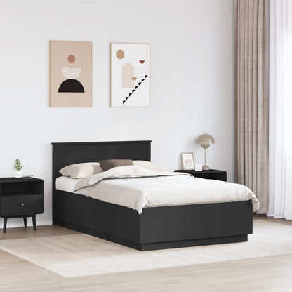 Bed Frame with Headboard Black 135 x 190 cm Engineered Wood