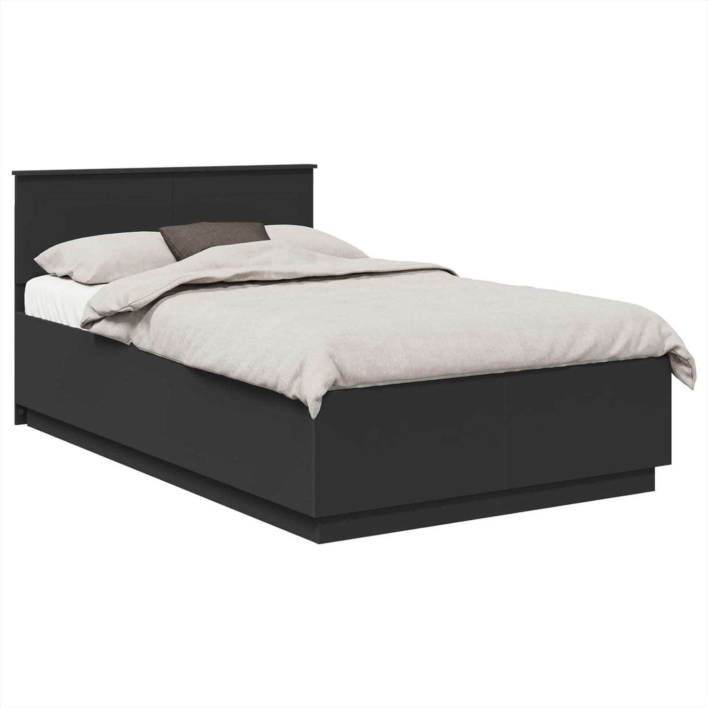 Bed Frame with Headboard Black 135 x 190 cm Engineered Wood