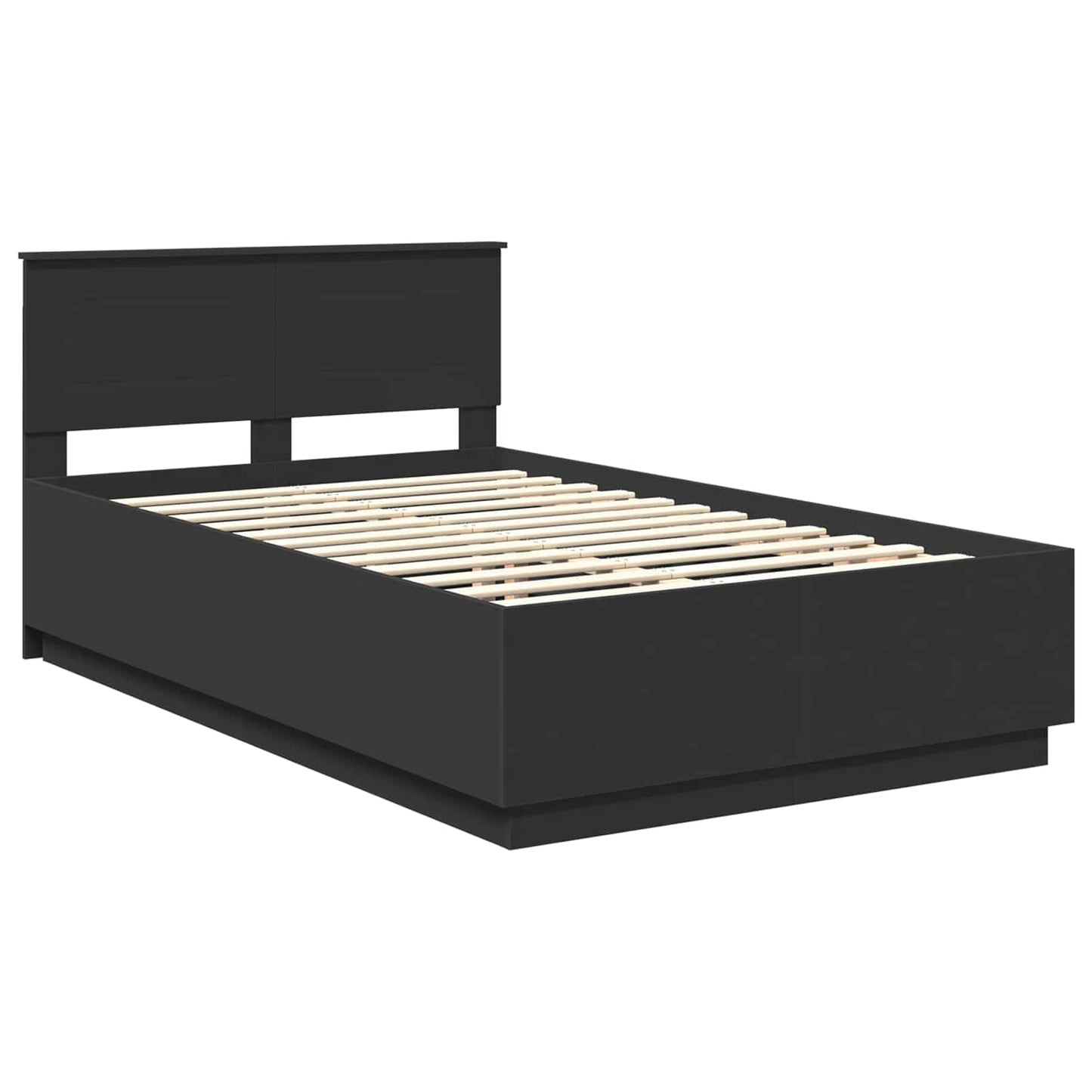 Bed Frame with Headboard Black 135 x 190 cm Engineered Wood