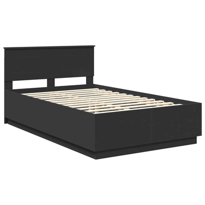 Bed Frame with Headboard Black 135 x 190 cm Engineered Wood