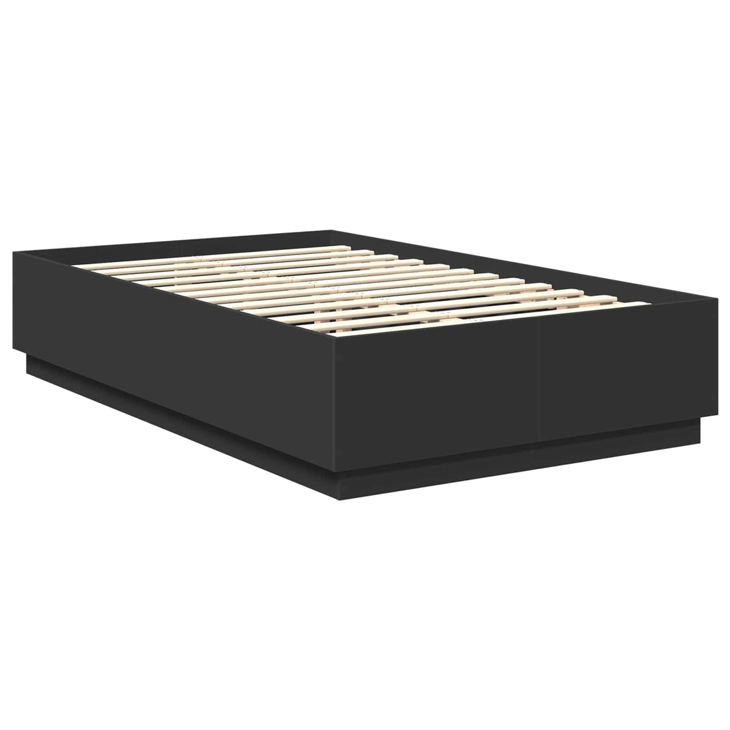 Bed Frame with Headboard Black 135 x 190 cm Engineered Wood