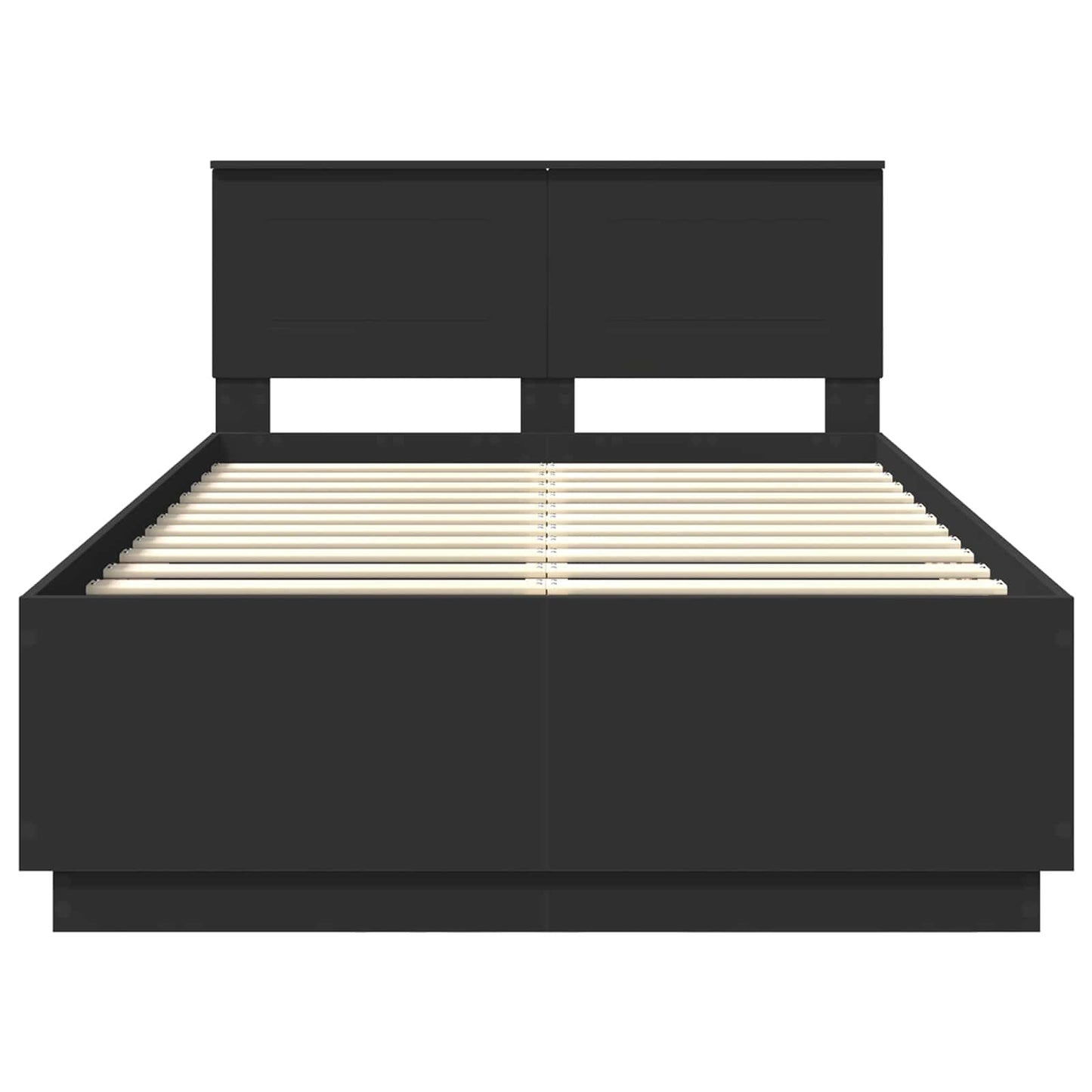 Bed Frame with Headboard Black 135 x 190 cm Engineered Wood
