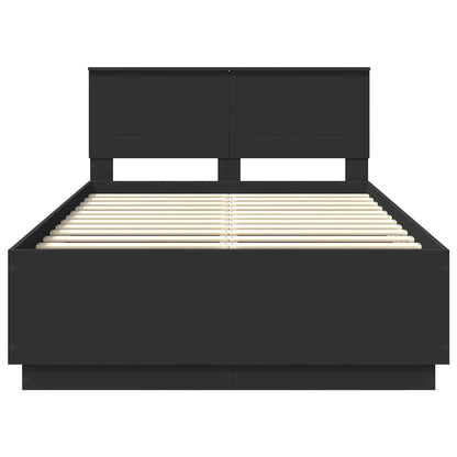 Bed Frame with Headboard Black 135 x 190 cm Engineered Wood