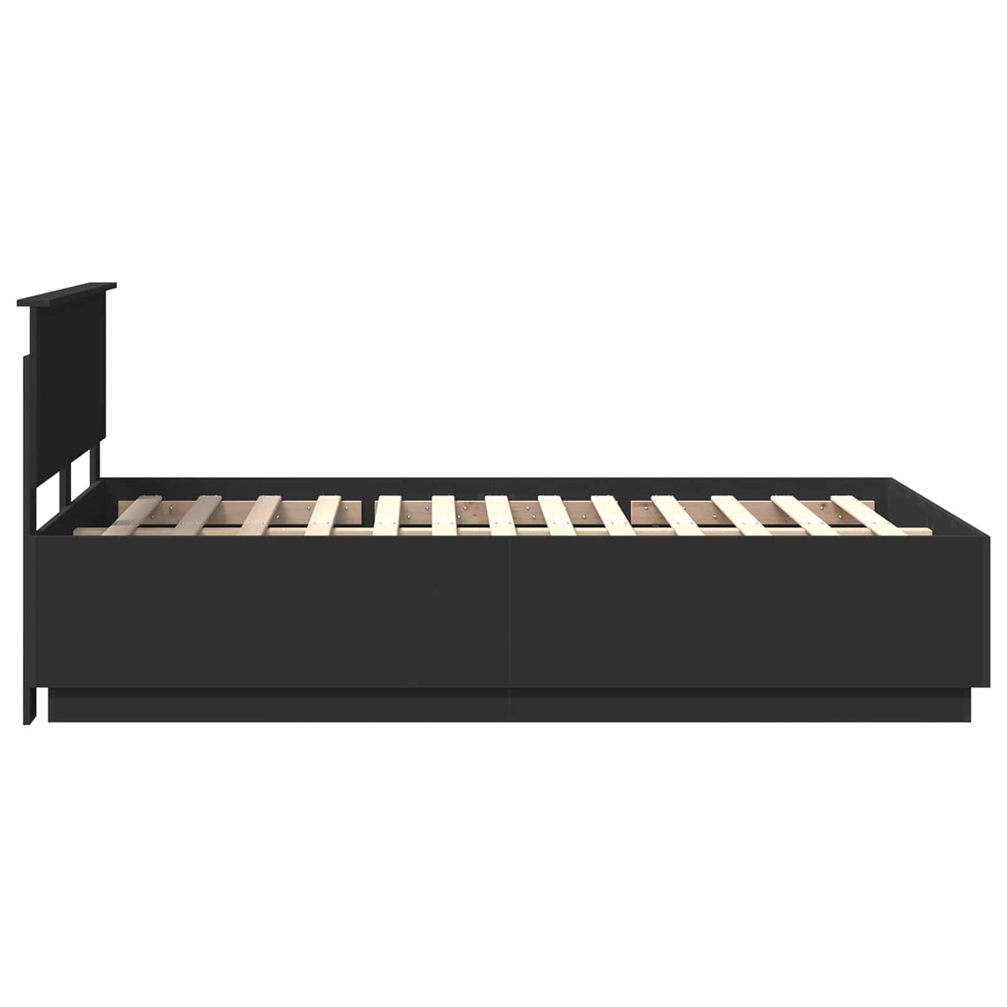 Bed Frame with Headboard Black 135 x 190 cm Engineered Wood