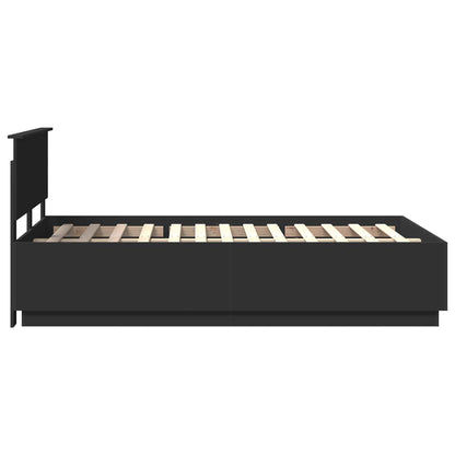 Bed Frame with Headboard Black 135 x 190 cm Engineered Wood