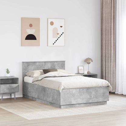 Bed Frame Concrete Grey 135 x 190 cm Engineered Wood