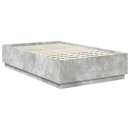 Bed Frame Concrete Grey 135 x 190 cm Engineered Wood