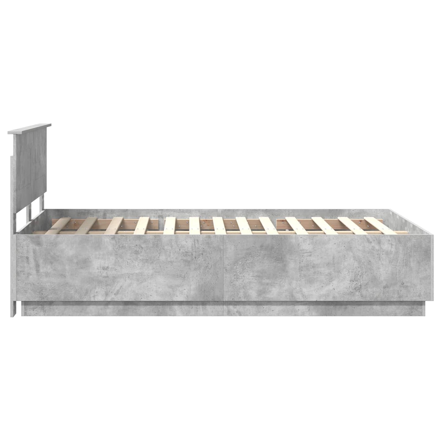 Bed Frame Concrete Grey 135 x 190 cm Engineered Wood