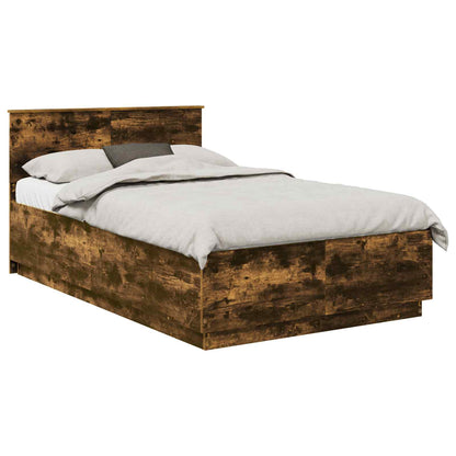Bed Frame Smoked Oak 135 x 190 cm Engineered Wood