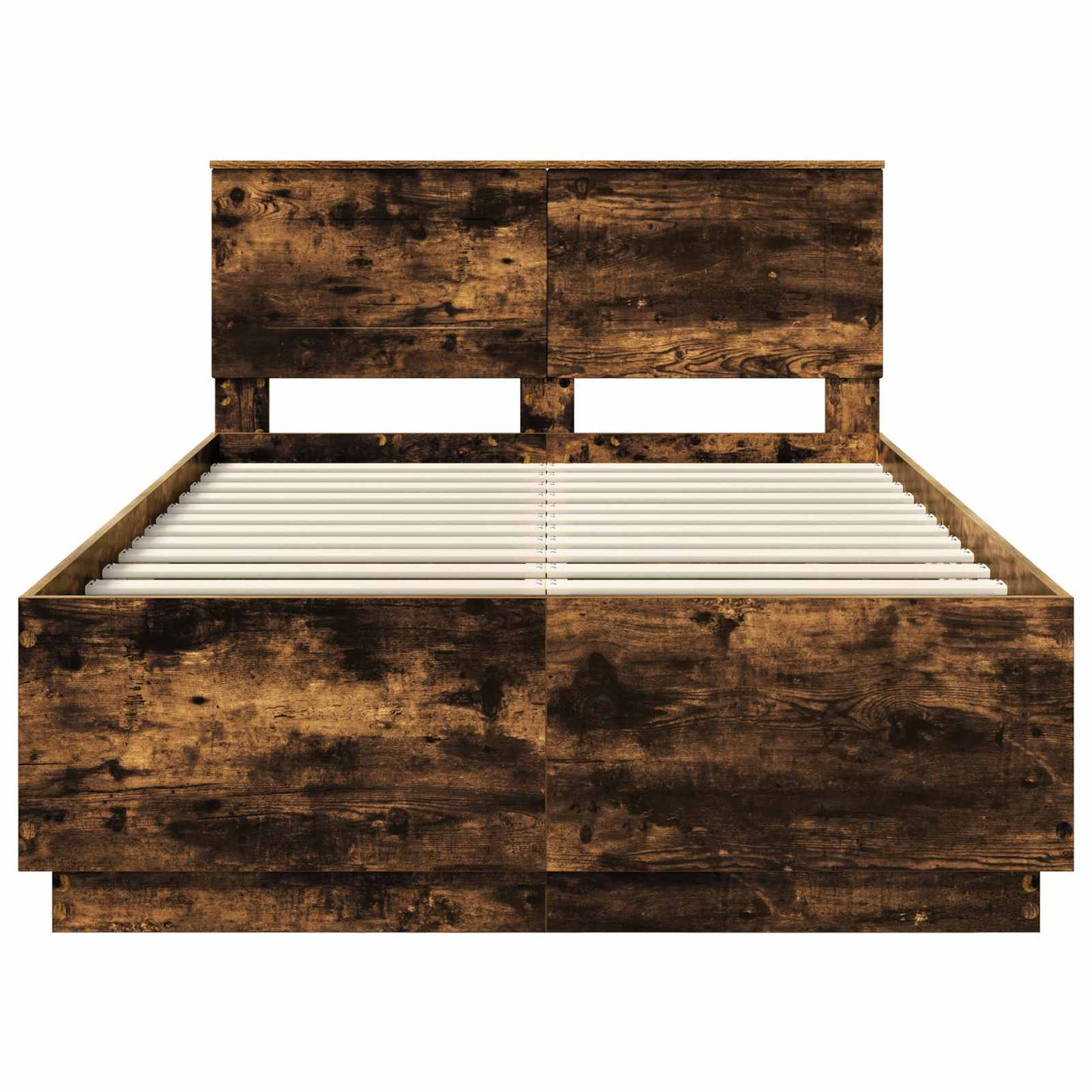 Bed Frame Smoked Oak 135 x 190 cm Engineered Wood